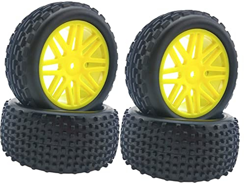 Sharplace 4X 1:10 Räder & Reifen Set passend für HSP 94166 94107 Modell Rock Off Road Buggy Zubehör - Gelb