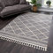 payé Teppich Wohnzimmer Kurzflor - Grau - 120x170cm - mit Fransen Deko Rautenmuster Boho Schlafzimmer Flur Dekoration Läufer - Skandinavische Teppiche