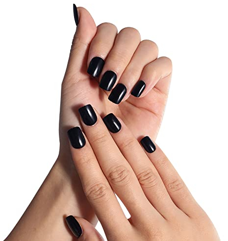 120 Stück Falsche Fingernägel Künstliche Nägel Nägel Zum Aufkleben Schwarz Farbe Nägel Tips für Mädchen und Frauen