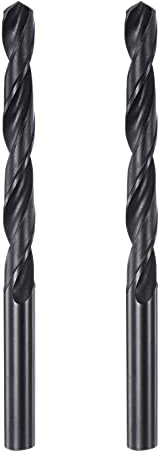 sourcing map 6542 High Speed Steel Straight Shank Twist Jobber Drill Bit, Fully Ground Black Oxide Drill Bits 8.8mm Drill Diameter 123mm Total Length 2 Pcs