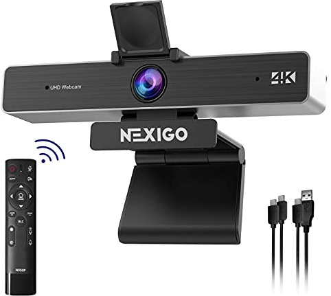 NexiGo Zoom Certified, N950P (Gen 2) 4K Zoomable Webcam, RF Remote, Sony_Starvis Sensor, 5X Digital Zoom, Pro Web Camera with Dual Stereo Mics, for Zoom Skype Teams Twitch
