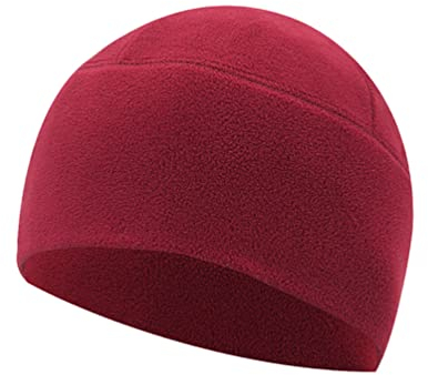 axy Fleece Mütze Wintermütze Laufmütze Fahrradmütze Sport Radmütze für Herren und Damen Helm Unterziehmütze Winddicht Thermo Radsport Radfahren Laufen MUHE3 (Dunkelrot)