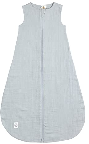LÄSSIG Baby Sommerschlafsack ohne Ärmel Musselin Baumwolle GOTS zertifiziert/Muslin Baby Sleeping Bag GOTS powder blue, 86/92