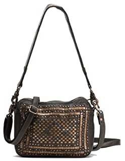 Biba Tasche für Damen aus echtem Leder, Umhängetasche Heritage Lovington LOT1L, Kurzer und langer Griff, Reißverschluss, Echtes Rindsleder, Khaki-Farbe