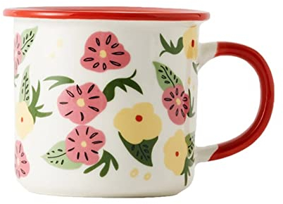 PSVOD Taza de cristal con diseño de flor simple, taza de café con leche esmaltada de imitación, taza pequeña de agua creativa de cerámica for el hogar conveniente