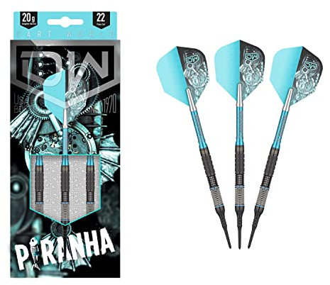 DW Piranha Dartpfeile, 20 g, 90 % weich, 11 Spitzen, präzise ausbalanciert, präzise und langlebig, perfekt für Profi- und Freizeitspieler