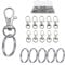 SUCCEFORT 120 Stück Schlüsselringe Karabinerhaken, 30 groß, 30 klein, 60 Schlüsselringe, Silber, Schlüsselbund-Accessoires