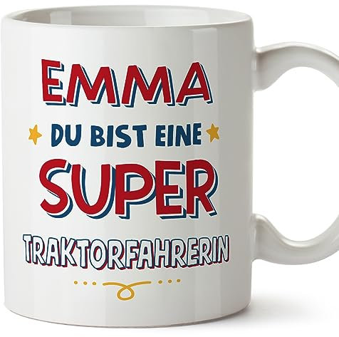 Mugffins Tassen Personalisierten für TRAKTORFAHRERIN Frau - Auf Deutsch - Du Bist Super - 11 oz / 330 ml - Individuell Anpassbar Geschenk Mitarbeiter