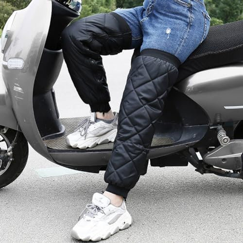 URFEDA Scaldamuscoli invernali caldi per moto, 1 paio di ginocchiere, fodera in pile, con chiusura lampo, impermeabile, antivento, per le gambe, per le gambe