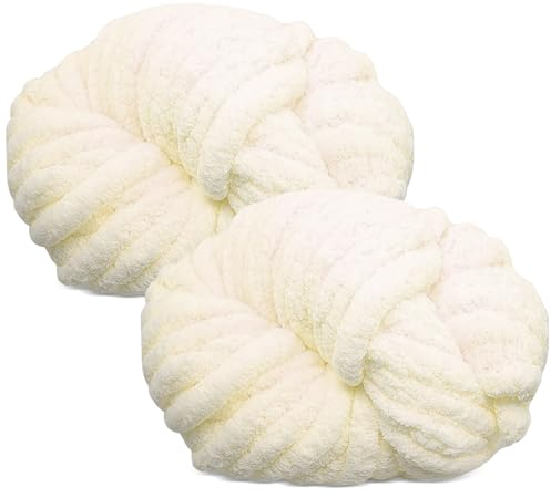 MeYuxg 2 x 250 g Gomitolo Lana Grossa, Filato Morbido di Ciniglia, Gomitolo di Filato per Lavori a Maglia, Filato di Lana per Uncinetto e Maglieria Coperte Sciarpa Cappello, Hobby Creativi DIY