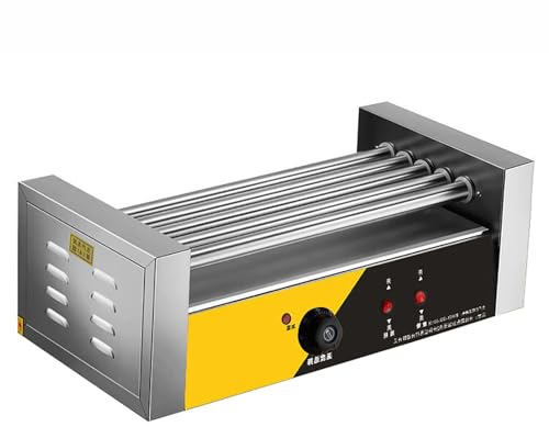 Commercial Sausage Grill Cooker Machine, 50-300°C Hot Dog Machine Stainless Steel Hot Dog Roller Machine, 50-300°C Temperature Control, With 5 Roller, For Food Street, Snack Bar, Restaurant