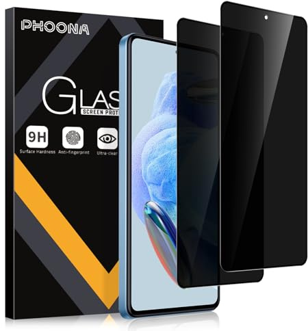 Phoona Protector Pantalla de Privacidad para Xiaomi Redmi Note 12 Pro/ 12 Pro Max 5G 6.67,Cristal Templado Anti Espía Protectora Película para Redmi Note 12 Pro 5G,9H Dureza,Anti-Arañazo