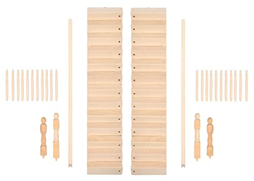 VIFERR Puppenhaus Treppe, 1:12 DIY Miniatur Holztreppe Puppenhaus Möbel Zubehör für Puppenhaus Bastelarbeiten (Linker Handlauf)
