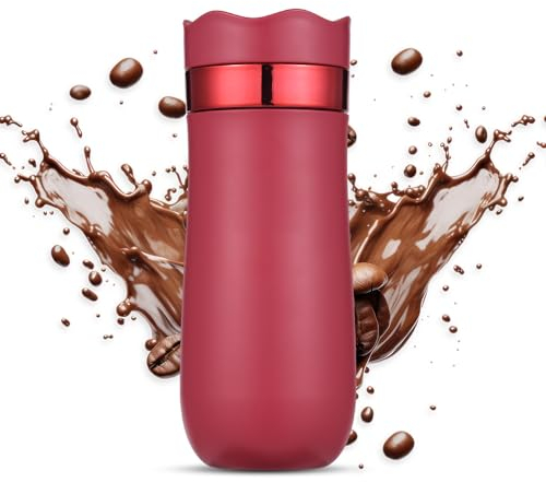 Tidyard Cafetera de viaje de French Press, portátil de 320 ml, mini prensa francesa, doble pared, aislante, acero inoxidable, para café molido de viaje, marfil