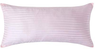 HOMESCAPES 2er-Set Damast Kissenbezug 40x80 cm rosa mit Satin-Streifen & Reißverschluss, 100% ägyptische Baumwolle, Fadendichte 330