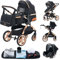 GLOKID Poussettes 3 en 1 Citadines Poussettes Combinées Poussette Tricycle Baby Walker Poussette Haute Paysage Poussettes Pliantes Trolley Bébé Landau pour 0-36 (XX1 Noir)