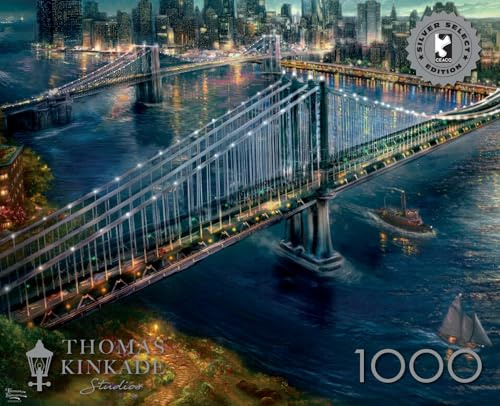 Buffalo Games - Silver Select - Thomas Kinkade - Moonlight Over Manhattan - 1000-teiliges Puzzle für Erwachsene - Herausforderndes Puzzle perfekt für Spieleabende - Fertige Größe ist 26,75 x 19,75 cm