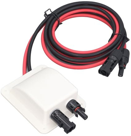 Uadme Solar Double Cable Entry Gland, Solar Entry Gland with 2m 10AWG Solar Extension Cable, Weatherproof ABS Housing, Solar Junction Box for Motorhome, Boat, Caravan, Marine
