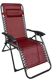 HERSIG - Hamaca reclinable y Plegable Piscina, Camping o Jardin | Silla Gravedad Cero con Respaldo Alto y reposapies Color Rojo 65x90x110cm