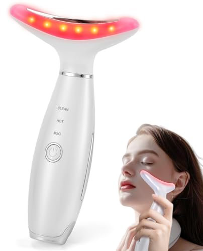 LATME Massaggiatore facciale, strumento massaggiatore viso collo, 3 modalità di massaggio con calore, strumento di bellezza portatile per la cura della pelle, regalo per donne