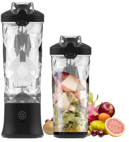 600 ml Portable Blender Smoothie Maker USB Rechargeable Strong Cutting Performance with 6 Blades and To Go Cup for Sports Travel Gym
