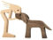 Bogoro Handgefertigte Holzstatue,Familien-Welpe Holzschnitzerei Ornamente,Mann und Hund Holzstatue,handgefertigte Akzente,Holzskulptur Ornamente,Handgeschnitzter Holz Hund für Zuhause, Büro