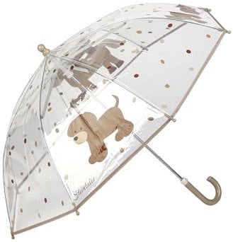 Sterntaler Regenschirm Bauernhof - Kinder-Schirm Mit Klettverschluss, Durchsichtig Mit Halbrundem Griff - Für Kinder Mit Punkten Und Tiermotiven, Transparent