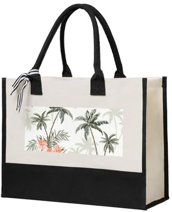 ESASAM Tropical Palm Trees Canvas Gift Shopping Bag - Stylish And Versatile Tote Bag For Every Occasion, Grocery Bag, Beach Bag, Market Bag, Carryall Bag, Gift Bag, Present Bag