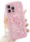 UEEBAI Wave Case for iPhone 15 Pro Max, Cute Bling Butterfly Case for Girl Women, Pretty Glitter Sparkle Stars, Clear Curvy Protective Shockproof Bumper Phone Cover - Pink