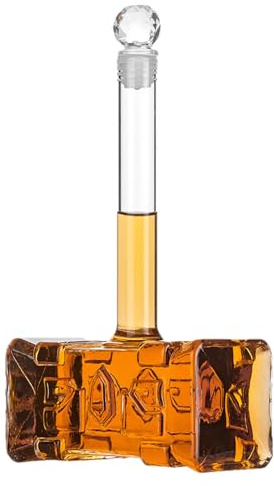 COMFOLIVING Garrafa Bourbon, decantador de vidrio de whisky - decantador de whisky en forma de de 400 ml con tapón hermético - Jarra de vodka, botella de vino, botella de licor para cóctel