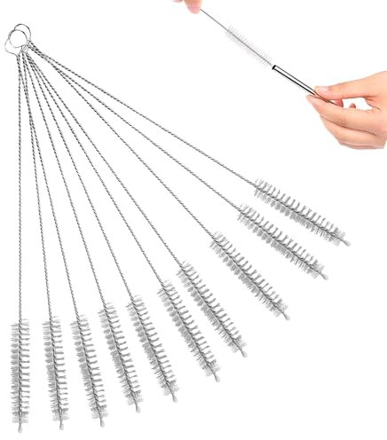 QINCAWIN 10 Pcs Bottle Brush Set, Reusable Straw Cleaner Bottle Cleaner Brush, Straw Cleaning Brush For Baby Bottle Tube Pipe Flask Straws Cleaning (White)