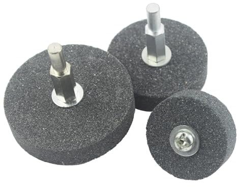 JUNLIXN 3 Pcs Mounted Stone Grinding Wheels, 1/4-Inch Shank, 40mm/50mm/60mm Diameter, Aluminium Oxide, Medium Grit, Compatible with Rotary Tools, Drill, Grinder