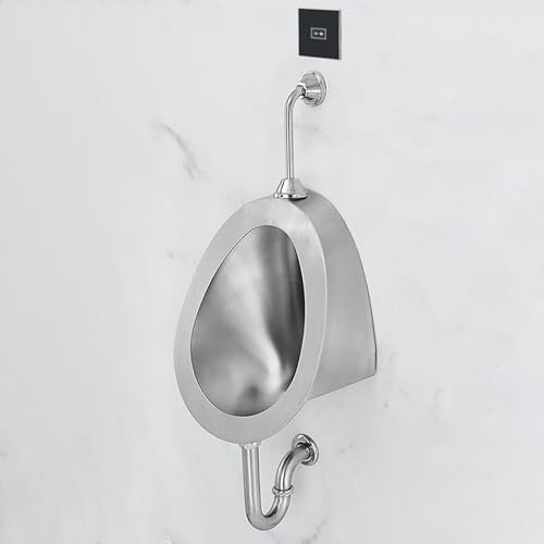 Urinoir Mural en Acier INOX 304, Urinoir à Chasse D'eau Commerciale Pour Hommes, Conception a Induction Intelligente, Urinoir Anti-Débordement, Intérieur(Silver 1)