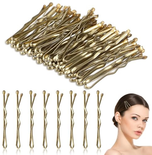 HJZHII 50 Pièces 3,5cm barettes cheveux femme,barrette cheveux femme,pince plate cheveux pince a cheveux mini épingles à cheveux ondulées en métal invisible pour femmes filles coiffures or