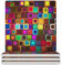 Dekoratives 4-teiliges Untersetzer-Set, bunte Quadrate, bedruckte quadratische Keramik-Untersetzer mit Korkboden, Steinuntersetzer für Zimmer, Küche, Bar, Party-Dekoration
