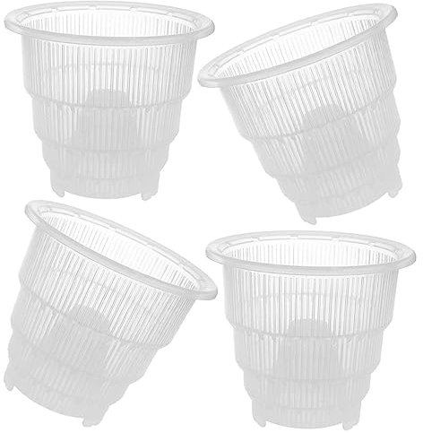 Sosoport 4stücke Transparente Orchideentöpfe Mit Atmungsaktiven Löchern Durchmesser Für Pflanzen Wie Orchideen Sukkulenten Und Kakteen Belüftung Und Drainage