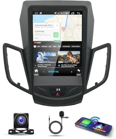 2G+32G Car Stereo for Ford Fiesta MK7 MK8 2009-2016 with Wireless Carplay Android Auto, 9.7 HD Touch Screen 2 Din Android 13 Car Radio Receiver w/Bluetooth GPS Navigation Wifi FM BT SWC Backup Camera