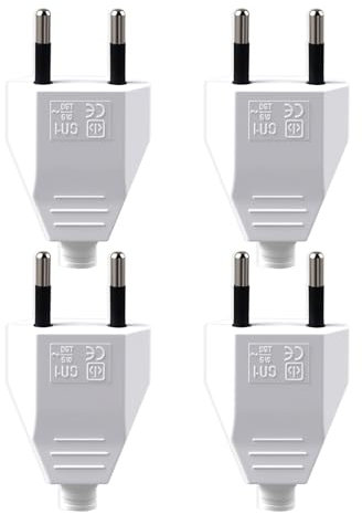 filheraze 4 Piezas Clavija Enchufe Macho, 250 V, Blanco, Clavija Enchufe Bipolar
