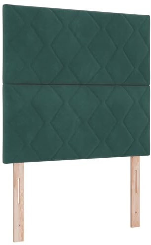 vidaXL Boxspringbett mit Matratze Dunkelgrün 120 x 200 cm Samt, Stylisches minimalistisches rechteckiges Bett, modernes, langlebiges Samtbox-Kissen, verstellbare Kieferntmatratze.