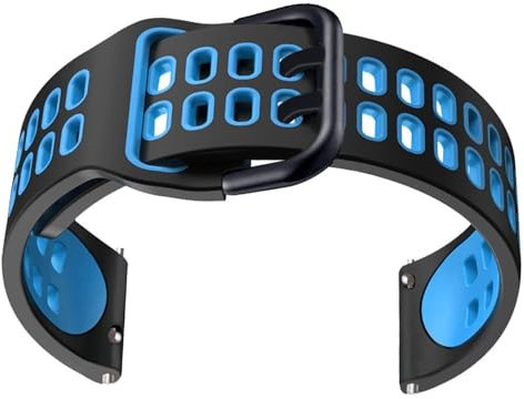 YOLIONU Correa de silicona para reloj TicWatch Pro 3 Ultra/LTE/2021 GPS S2 E2 GTX, correas de repuesto, pulsera de 20mm y 22mm(Black Blue,For TicWatch 2)