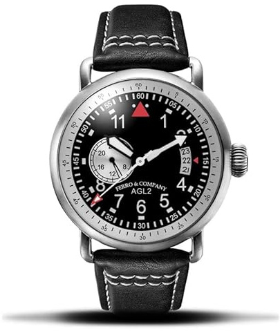 Ferro & Co. AGL 2 Automatik Stahl Leder Schwarz Datum 24H Fliegeruhr Herren