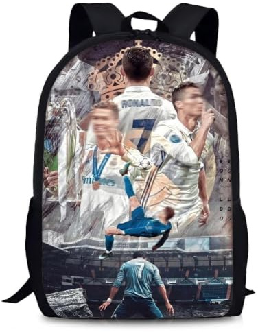 Fußballstar Rucksack, Fußball-Idol Kinderrucksäcke, Football Star CR-7 Rucksack, Multifunktionaler Reiserucksack Football Star Vorschulrucksack Geeignet für Fußballfans Und Jungen(40*30*13cm)