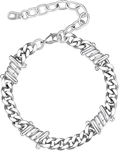 Bestyle Bracciale Uomo con Punte a Spina, Catena Spessa Argento con Spine, Larghezza 5/7/9/12MM, Bracciali Acciaio Uomo Hip-Hop Stile Urbano Regalo per Lui