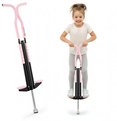 HyperMotion POGO Sprungstab für Jugendliche 9–14 Jahre, Trainingsgerät bis 50 kg, 2,35 kg Leichtbau, Balance-Trainer mit Federmechanismus, Rosa (Rosa)