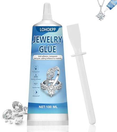 Pegamento para Joyería, Rhinestone Glue | Pegamento Bisuteria, Cola Blanca Manualidades, para joyas y reparación, Cola Transparente pegar Piezas Jejoyería Cristal