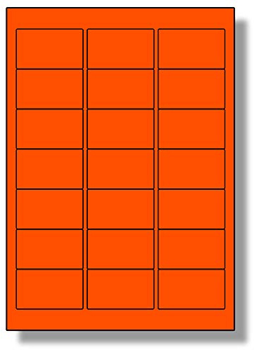 Label Planet® 21 Per Sheet, 5 Sheets (105 Tomato RED Labels), Matt Quality Self-Adhesive A4 Coloured Paper Stickers, for Laser/Copier/Inkjet Printer, UK LP21/63C, 63.5 x 38.1 MM, for Printing