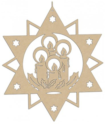 Erzwelt Original Erzgebirge Stern mit Adventskerzen Weihnachtsmotiv Deko Fensterbild, Holz, Beige, 28 x 25 x 5 cm