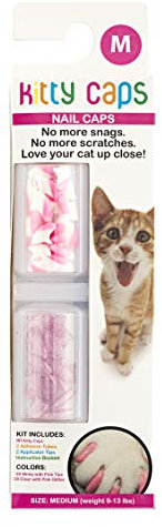 Kitty Caps Nail Caps for Cats | Safe, Stylish & Humane Alternative to Declawing | Stops Snags & Scratches, Large (13 lbs or greater), Turquoise & Grey/Black| Hot Pink & Purple | White/Pink & Glitter