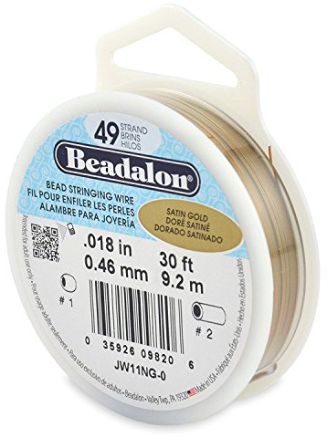 Beadalon Beading Wire 49 Strand 0.46mm (.018in) - Satin Gold - 9.2m (30ft)