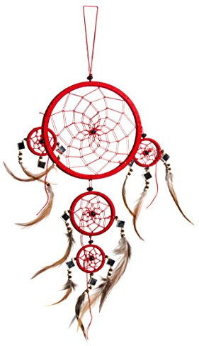 60cm x 16cm Dreamcatcher Traumfänger Kinder Spiegel Rot Glitzer Traum